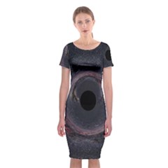 Black Hole Blue Space Galaxy Star Classic Short Sleeve Midi Dress