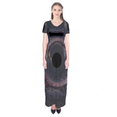 Black Hole Blue Space Galaxy Star Short Sleeve Maxi Dress