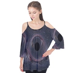 Black Hole Blue Space Galaxy Star Flutter Tees