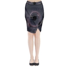 Black Hole Blue Space Galaxy Star Midi Wrap Pencil Skirt