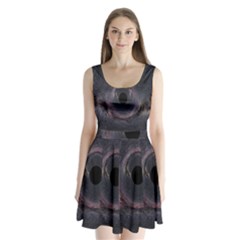 Black Hole Blue Space Galaxy Star Split Back Mini Dress 