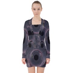 Black Hole Blue Space Galaxy Star V-neck Bodycon Long Sleeve Dress