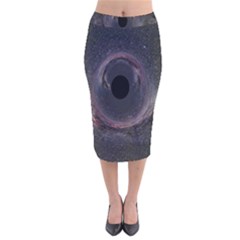 Black Hole Blue Space Galaxy Star Velvet Midi Pencil Skirt