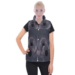 Black Hole Blue Space Galaxy Star Women s Button Up Puffer Vest by Mariart