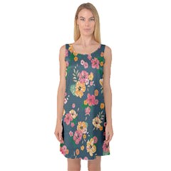 Aloha Hawaii Flower Floral Sexy Sleeveless Satin Nightdress