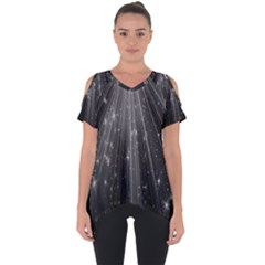 Black Rays Light Stars Space Cut Out Side Drop Tee