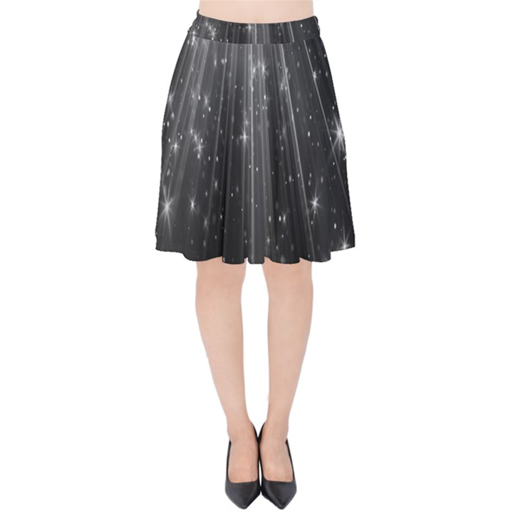 Black Rays Light Stars Space Velvet High Waist Skirt