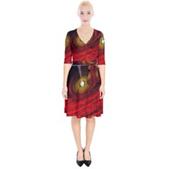 Black Red Space Hole Wrap Up Cocktail Dress