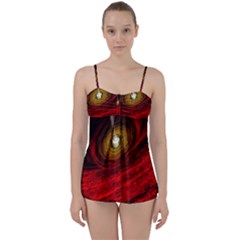 Black Red Space Hole Babydoll Tankini Set by Mariart