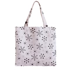 Black Holiday Snowflakes Zipper Grocery Tote Bag