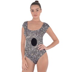 Black Hole Blue Space Galaxy Star Light Short Sleeve Leotard  by Mariart