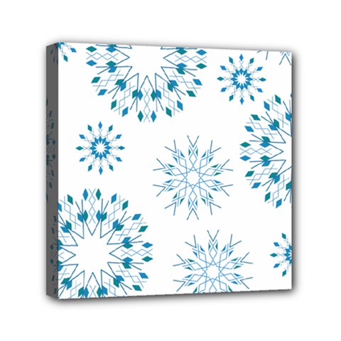 Blue Winter Snowflakes Star Triangle Mini Canvas 6  X 6  by Mariart