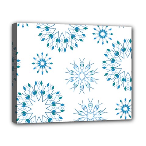 Blue Winter Snowflakes Star Triangle Deluxe Canvas 20  X 16  