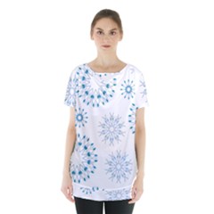 Blue Winter Snowflakes Star Triangle Skirt Hem Sports Top by Mariart