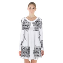 Recycling Generosity Consumption Long Sleeve Velvet V-neck Dress by Nexatart