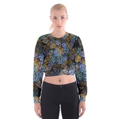 Multi Color Tile Twirl Octagon Cropped Sweatshirt by Nexatart