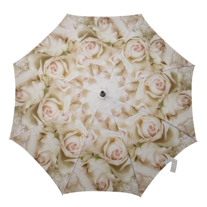 Pastel Roses Antique Vintage Hook Handle Umbrellas (Large)