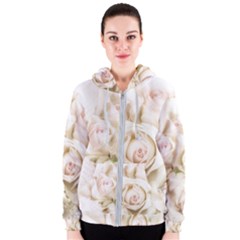 Pastel Roses Antique Vintage Women s Zipper Hoodie