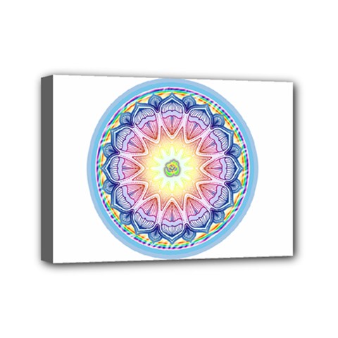 Mandala Universe Energy Om Mini Canvas 7  X 5  by Nexatart