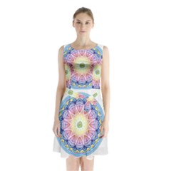 Mandala Universe Energy Om Sleeveless Waist Tie Chiffon Dress