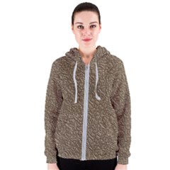 Leather Texture Brown Background Women s Zipper Hoodie