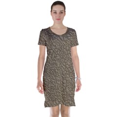 Leather Texture Brown Background Short Sleeve Nightdress