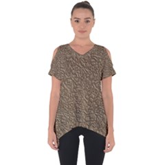 Leather Texture Brown Background Cut Out Side Drop Tee