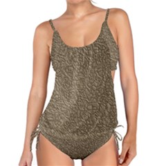 Leather Texture Brown Background Tankini Set