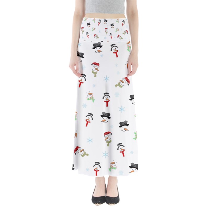 Snowman pattern Full Length Maxi Skirt