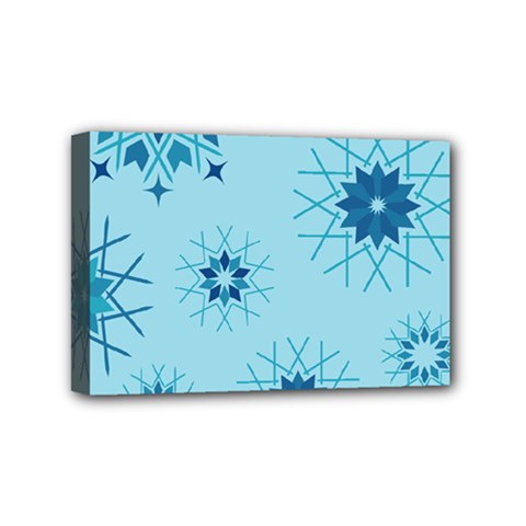 Blue Winter Snowflakes Star Mini Canvas 6  x 4 