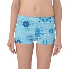 Blue Winter Snowflakes Star Reversible Boyleg Bikini Bottoms