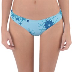 Blue Winter Snowflakes Star Reversible Hipster Bikini Bottoms