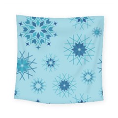 Blue Winter Snowflakes Star Square Tapestry (small)