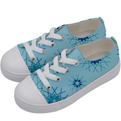 Blue Winter Snowflakes Star Kids  Low Top Canvas Sneakers by Mariart