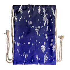 Blue Sky Christmas Snowflake Drawstring Bag (large)