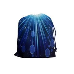 Blue Rays Light Stars Space Drawstring Pouches (Large) 