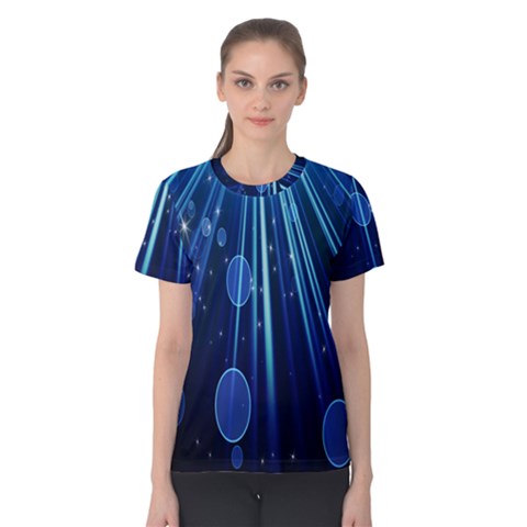 Blue Rays Light Stars Space Women s Cotton Tee by Mariart