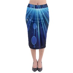 Blue Rays Light Stars Space Midi Pencil Skirt