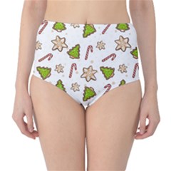 Ginger cookies Christmas pattern High-Waist Bikini Bottoms