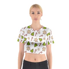 Ginger cookies Christmas pattern Cotton Crop Top