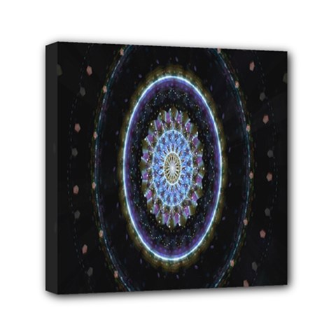 Colorful Hypnotic Circular Rings Space Mini Canvas 6  X 6 