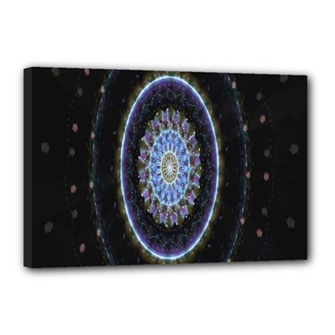 Colorful Hypnotic Circular Rings Space Canvas 18  X 12  by Mariart