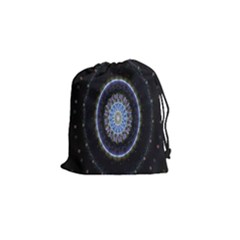 Colorful Hypnotic Circular Rings Space Drawstring Pouches (small)  by Mariart