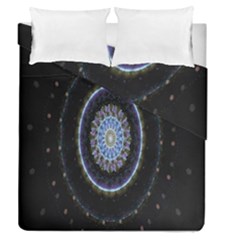 Colorful Hypnotic Circular Rings Space Duvet Cover Double Side (queen Size) by Mariart