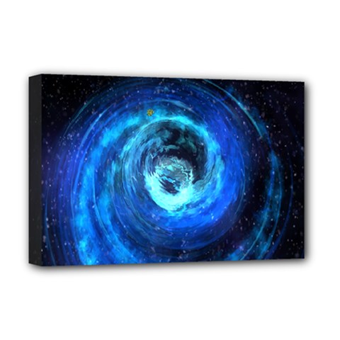 Blue Black Hole Galaxy Deluxe Canvas 18  X 12  