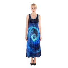 Blue Black Hole Galaxy Sleeveless Maxi Dress by Mariart