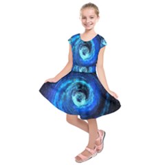 Blue Black Hole Galaxy Kids  Short Sleeve Dress