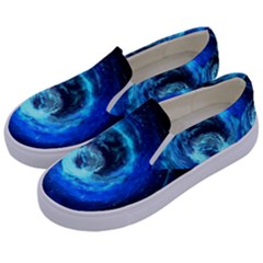 Blue Black Hole Galaxy Kids  Canvas Slip Ons