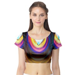 Colorful Glow Hole Space Rainbow Short Sleeve Crop Top