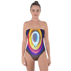 Colorful Glow Hole Space Rainbow Tie Back One Piece Swimsuit